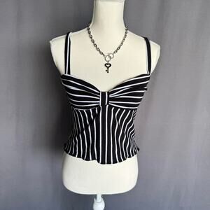 Striped sweetheart neckline top upcycled